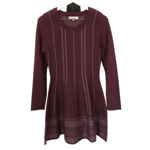 Cloud Chaser Soft Maroon & Gray Fair Isle Sweater Dress Women’s Size Medium
